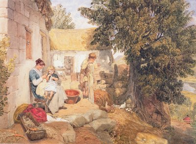 Huisjes bij Symonds Yat met landelijke figuren, 1825 door Joshua Cristall